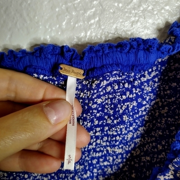 Free people Brittnee Print Smocked Back Peplum Top sz S - Picture 7 of 8